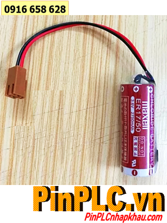 Maxell ER17/50 (Zắc JEA 2.54-2P), Pin nuôi nguồn PLC Maxell ER17/50 lithium 3.6v 2750mAh, Xuất xứ NHẬT 